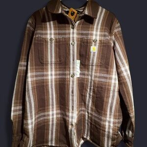 Carhartt Twill Brown Plaid Shirt Jacket